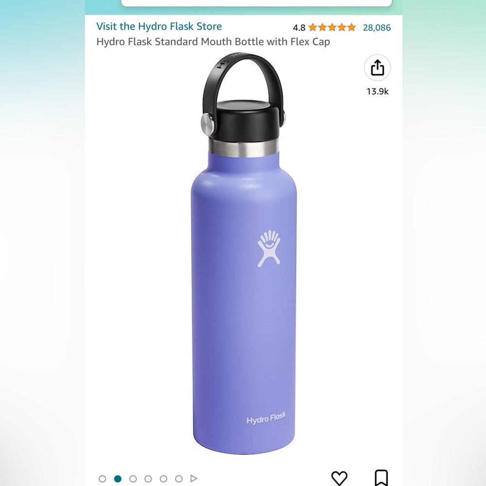 Hydro Flask Standard Mouth Bottle with Flex Cap 21oz. Purple